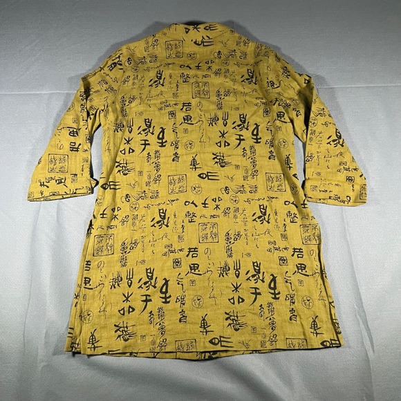 Kathleen Sommers Women's Button Down Top‎ Asian Print Medium M Olive - Picture 2 of 5